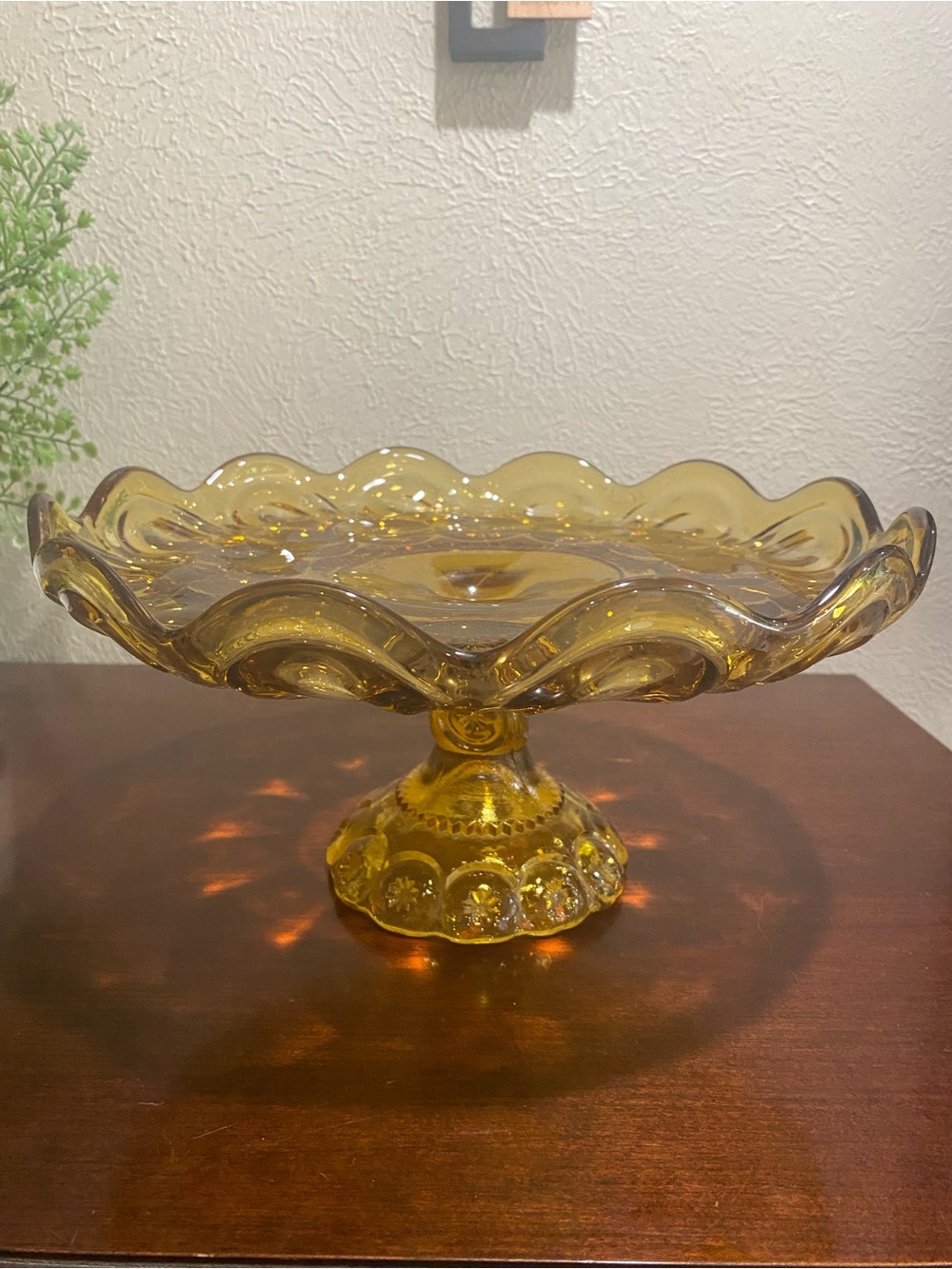 Vintage, Anchor Hocking Amber Glass Pedestal Dessert Stand